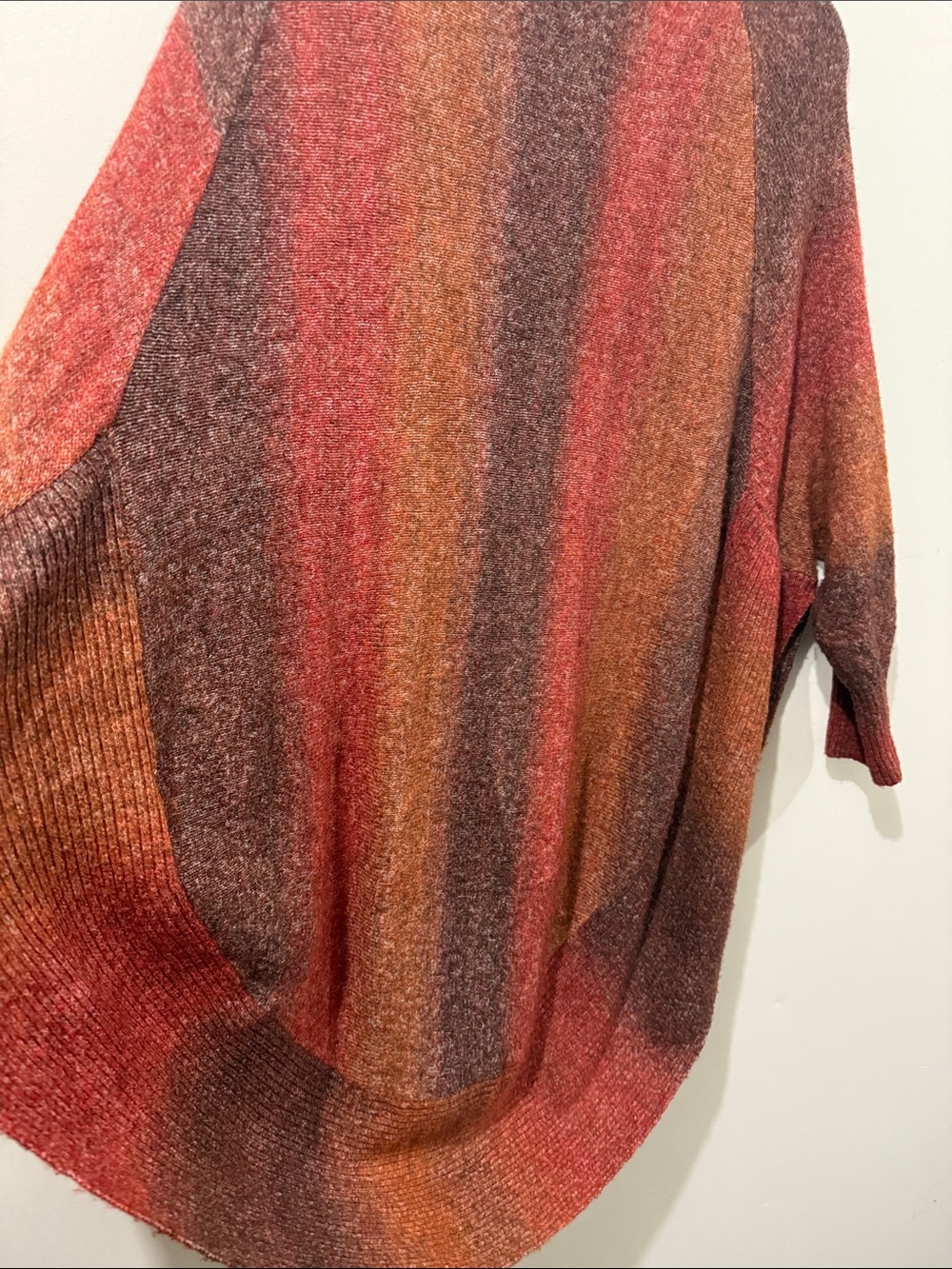 M Made in Italy Poncho Rust Combo Terracotta Orange Size S – Oversized Fall - Picture 4 of 10